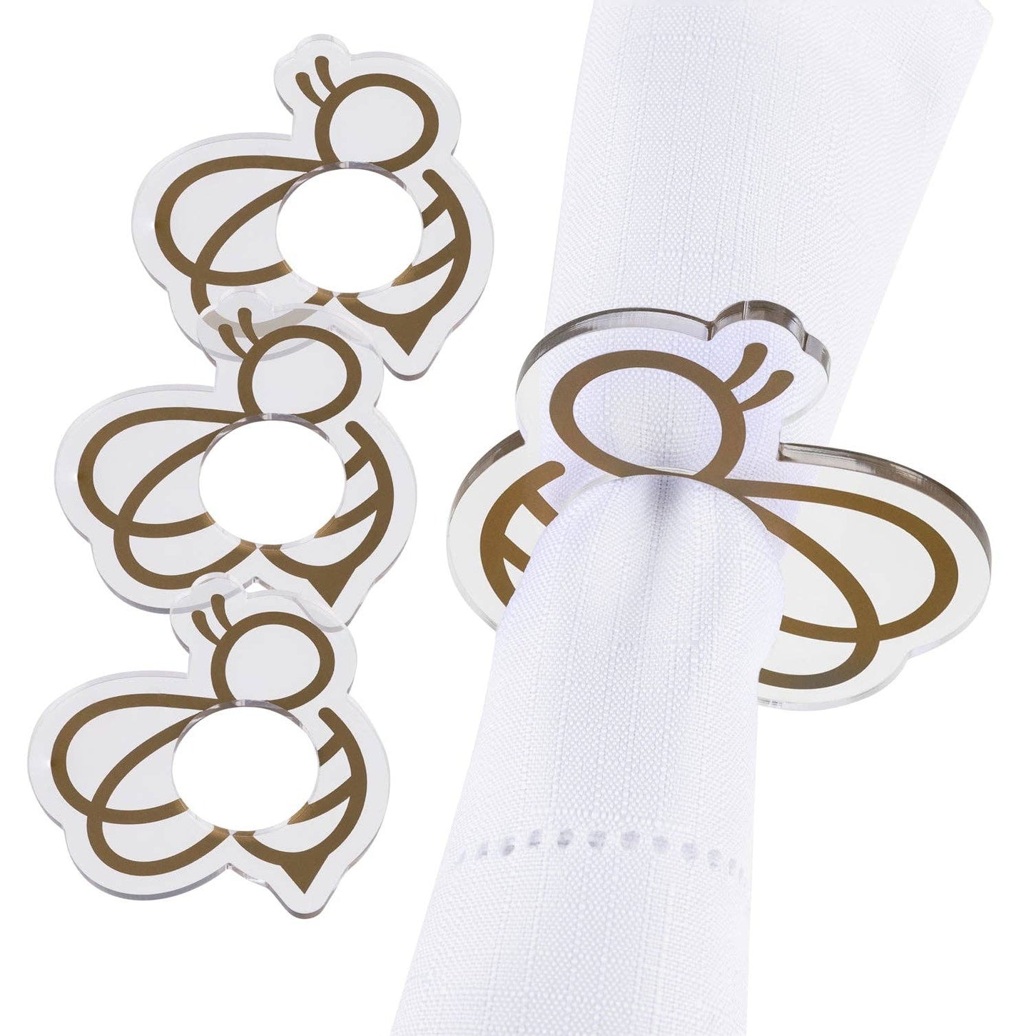 Waterdale Collection - Bee Napkin Rings: Gold