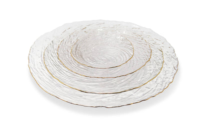 VIVIENCE - Set of 4 Glass Plates With Gold Rim