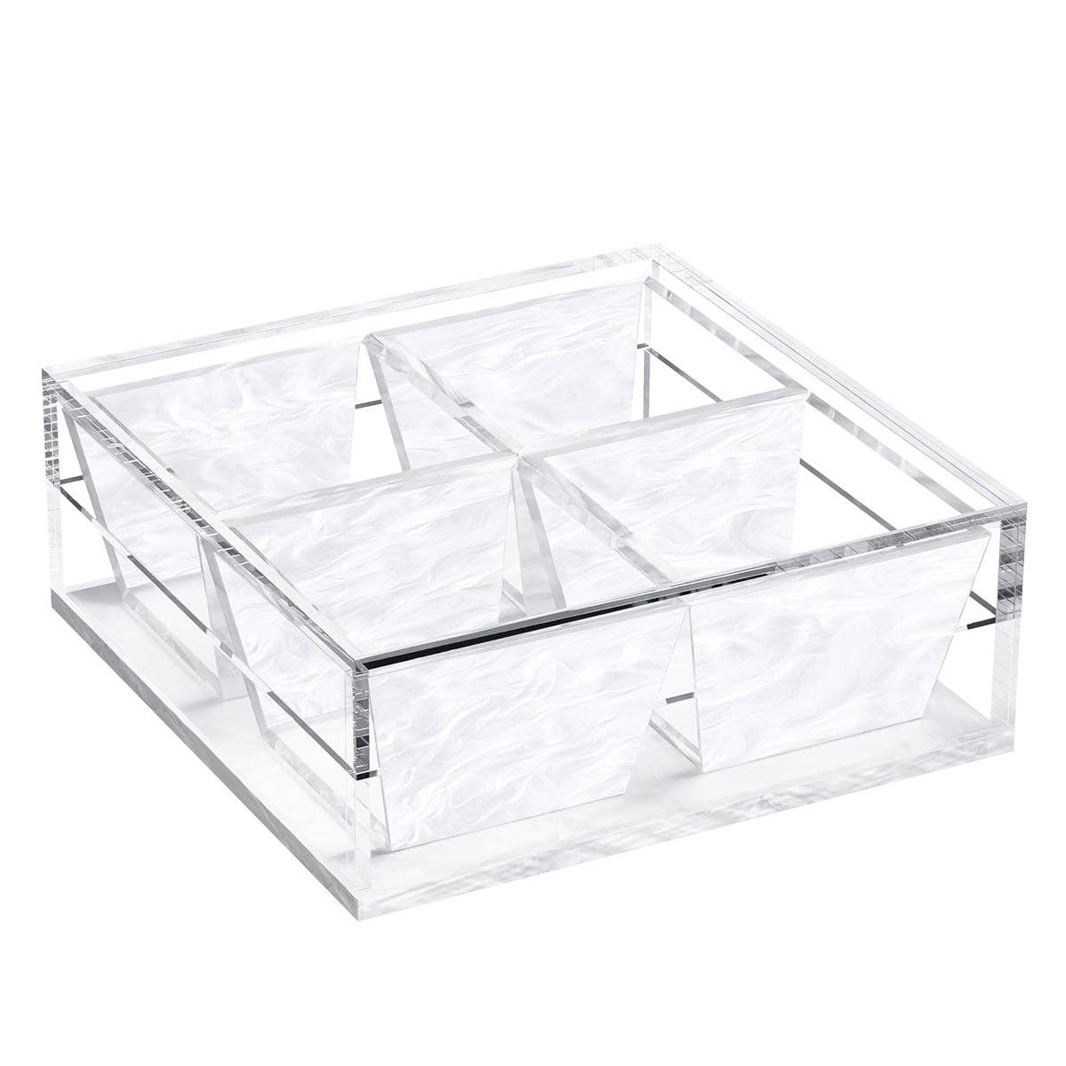 Feldart LLC - Compartment Dish (4 Dishes) - White Pearl