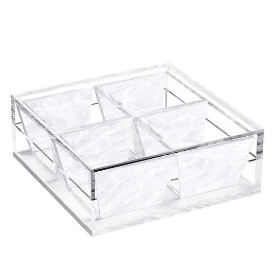 Feldart LLC - Compartment Dish (4 Dishes) - White Pearl