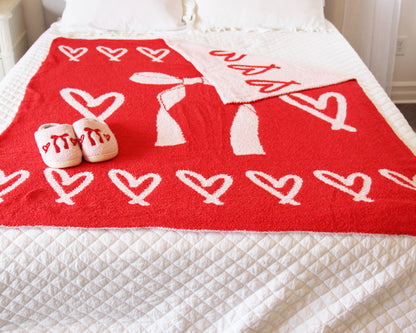 Lemonbella - Gianna Cozy Reversible Blanket Hearts & Bows 