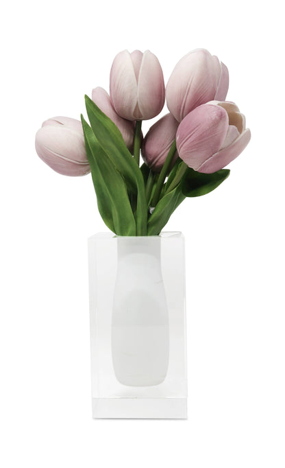 VIVIENCE - Double Wall Crystal Bud Vase Colored Inner