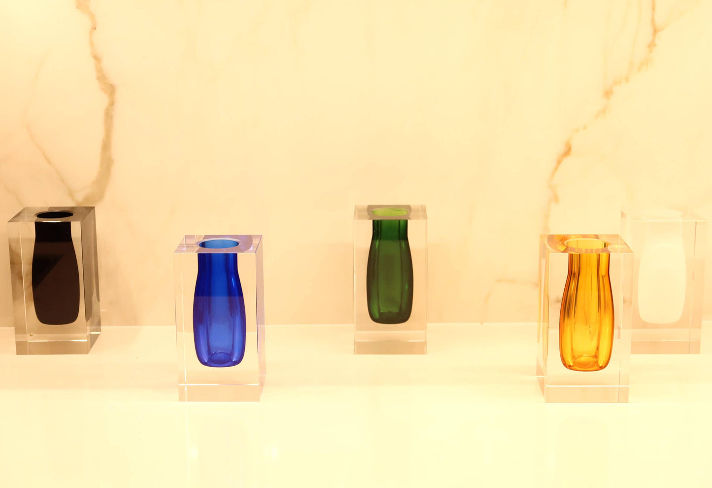 VIVIENCE - Double Wall Crystal Bud Vase Colored Inner