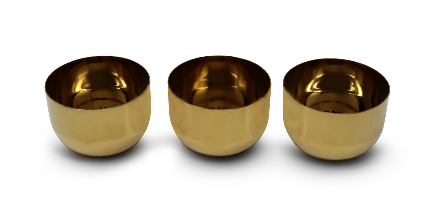 VIVIENCE - Gold 3 Bowl Relish Dish with Black Tray