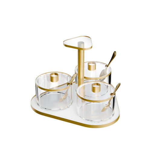 Feldart LLC - Classic Swivel Dip Dish (3 Dishes): Gold