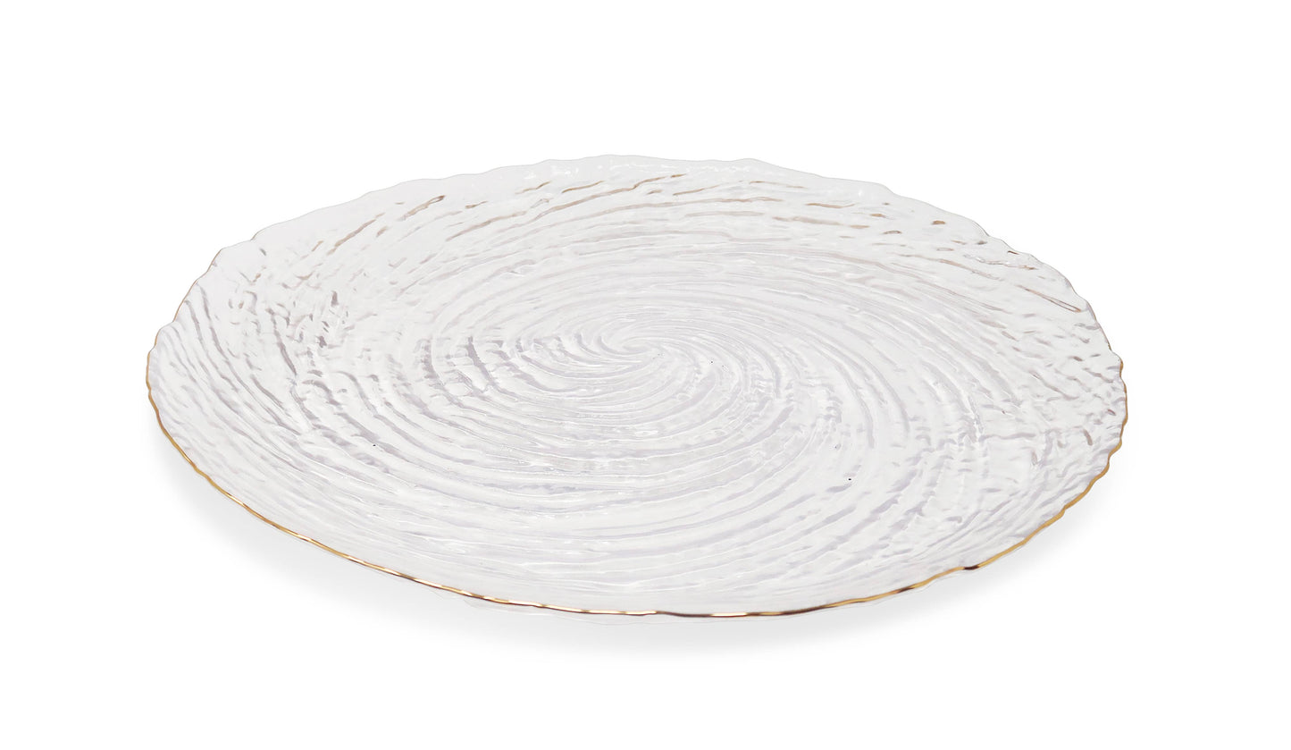 VIVIENCE - Set of 4 Glass Plates With Gold Rim