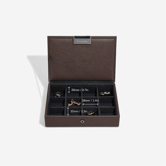 Stackers - Brown Lidded Mini Cufflink Box