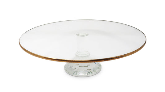 VIVIENCE - Glass Cake Plate With Gold Rim