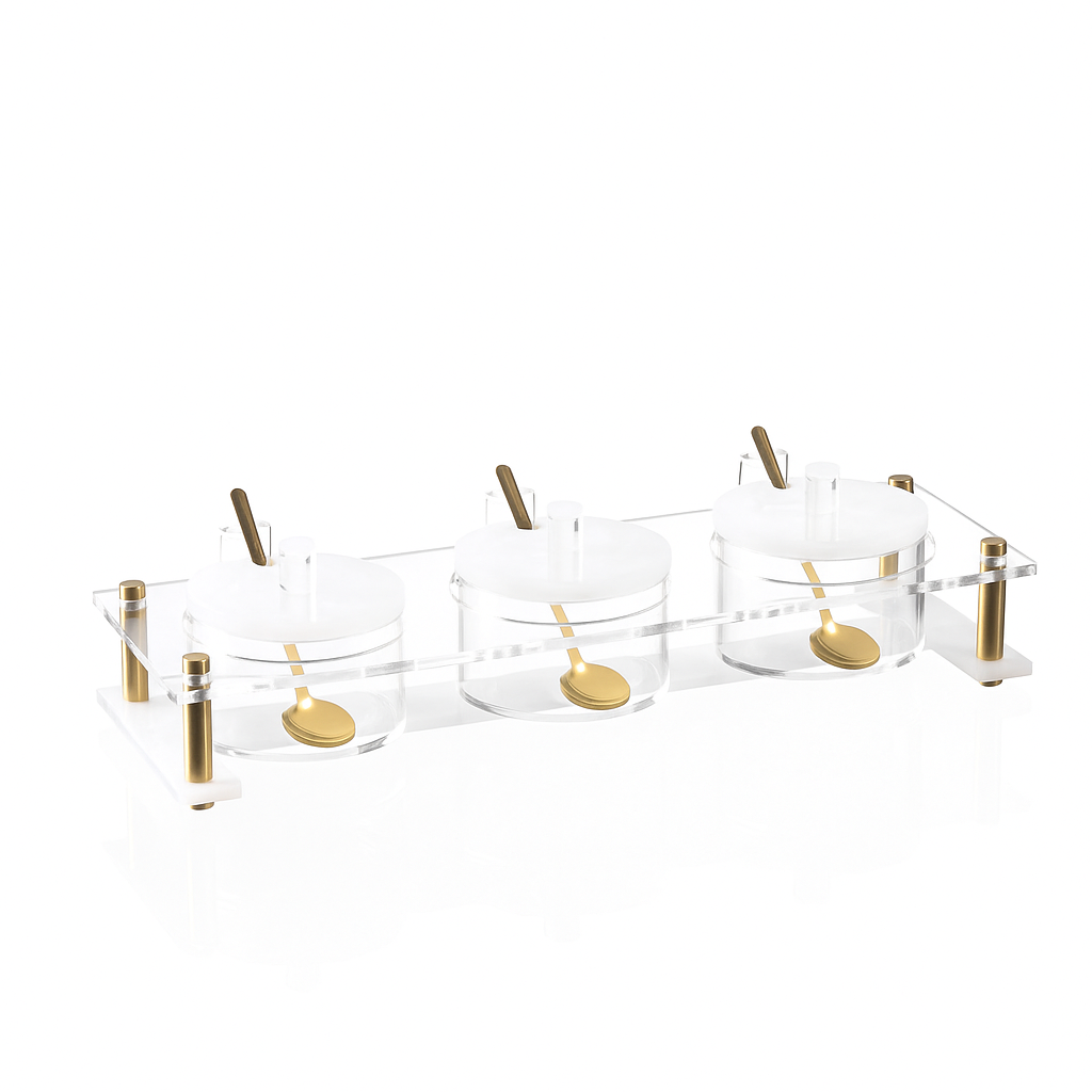 Waterdale Collection - Suspended Pearlstone Dip Bowl Set: Gold